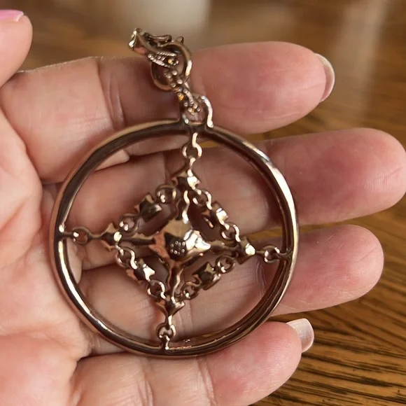 NWOTAuthentic Givenchy Necklace.Adjustable short/longRose color/Rhinestone Amber - Picture 8 of 10